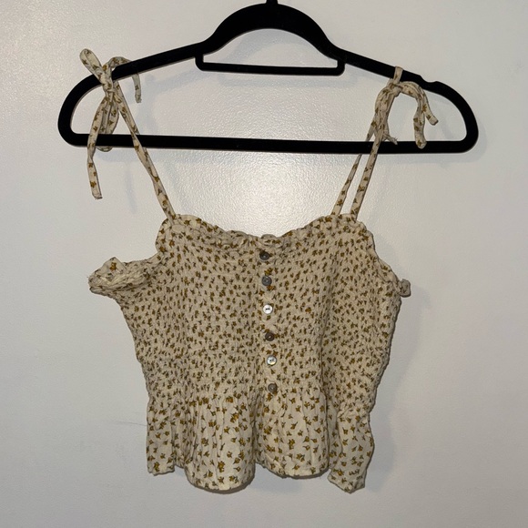 ONLY Cream Floral Crop Smocked Top | ASOS | Size M (US 6 / EU 38) - Picture 1 of 2